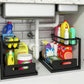 🔥 2-Tier Carbon Steel Organizer – Sliding Drawer & Ventilated Grid, Holds 50 lbs – Ideal for Under-Sink Cabinets, Desks & Bathrooms 🗄️✨