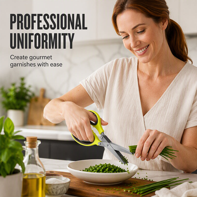 🔥 Multi-Layer Stainless Steel Kitchen Scissors – 5-Blade Herb Cutter with Ergonomic Handle – Ideal for Herbs, Scallions & Fresh Garnishes ✂️🌿