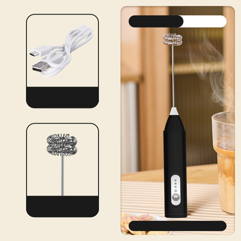 🔥 Electric Drink Foam Mixer – 3 Adjustable Speeds with 400mAh Battery – Ideal for Whipping Cream, Milk Foam, Baby Food & Milkshakes 🥛🌀