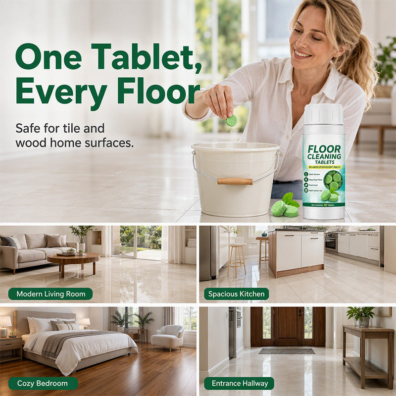🥳2026 HOT SALE🥳💞50K+ SOLD!🧹✨ 50% OFF! Floor Cleaning Effervescent Tablets – Just drop in water & mop. Deep cleans tile & wood, no measuring, no spills. 80 tablets – save time & effort! 🧼💪