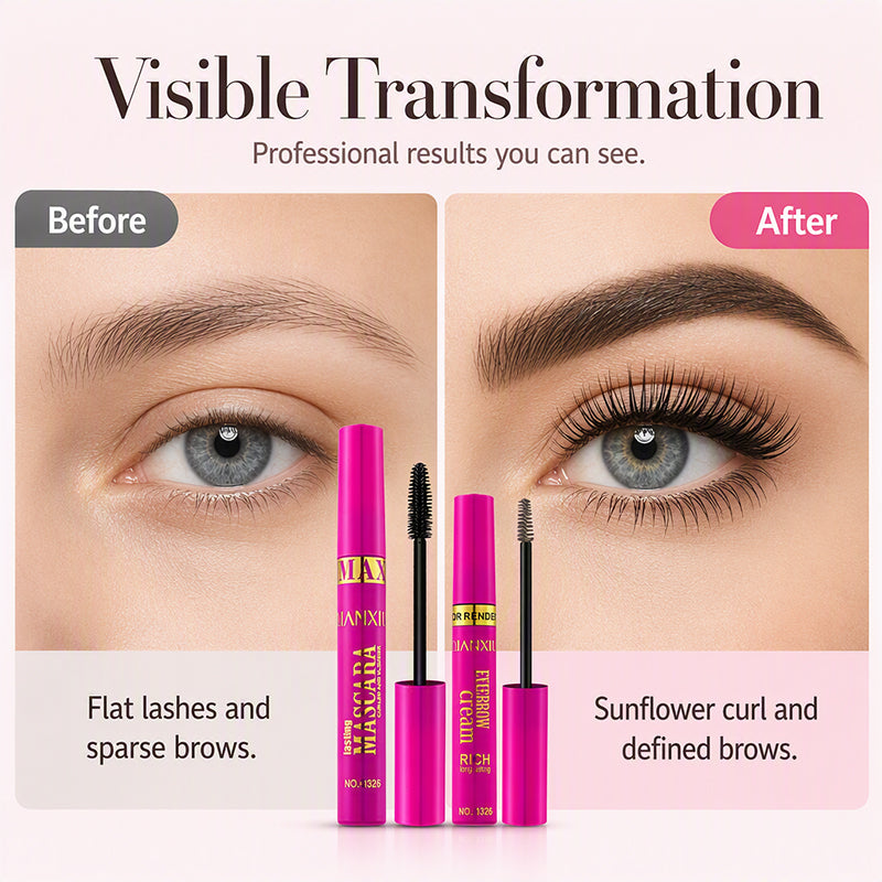 🔥 2-in-1 Mascara & Eyebrow Cream Set – Waterproof & Smudge-Proof, 4 Natural Brow Shades – Ideal for All-Day Wear & Easy Removal 👁️💄