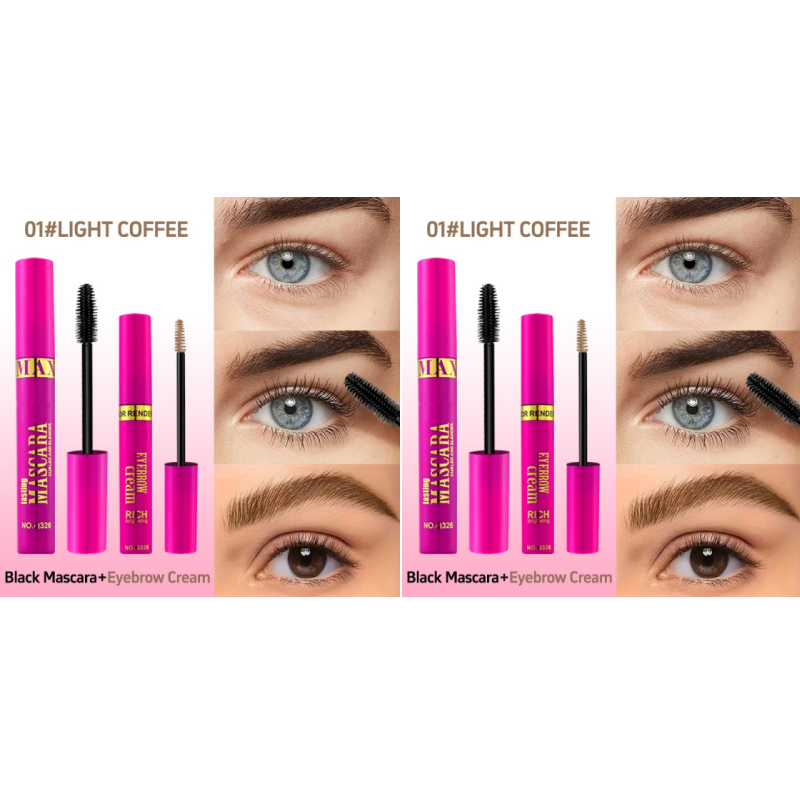 🔥 2-in-1 Mascara & Eyebrow Cream Set – Waterproof & Smudge-Proof, 4 Natural Brow Shades – Ideal for All-Day Wear & Easy Removal 👁️💄