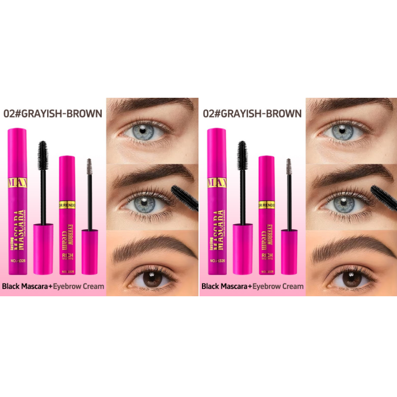 🔥 2-in-1 Mascara & Eyebrow Cream Set – Waterproof & Smudge-Proof, 4 Natural Brow Shades – Ideal for All-Day Wear & Easy Removal 👁️💄