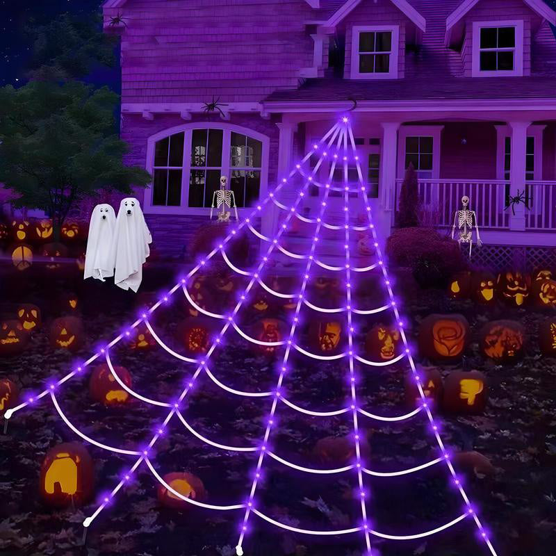 🥳2026 TOP PICK🥳 Spider Web Decor Light – 5M Hanging Design, Battery Operated, Includes Stakes & Hook – Indoor/Outdoor Use! 🎃💀