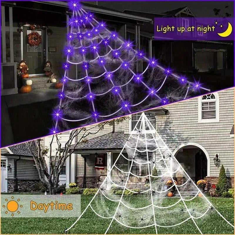 🥳2026 TOP PICK🥳 Spider Web Decor Light – 5M Hanging Design, Battery Operated, Includes Stakes & Hook – Indoor/Outdoor Use! 🎃💀