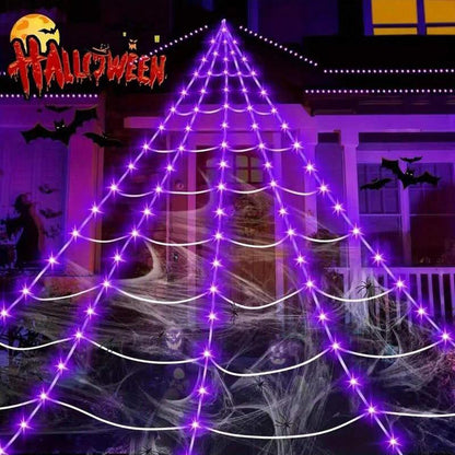 🥳2026 TOP PICK🥳 Spider Web Decor Light – 5M Hanging Design, Battery Operated, Includes Stakes & Hook – Indoor/Outdoor Use! 🎃💀