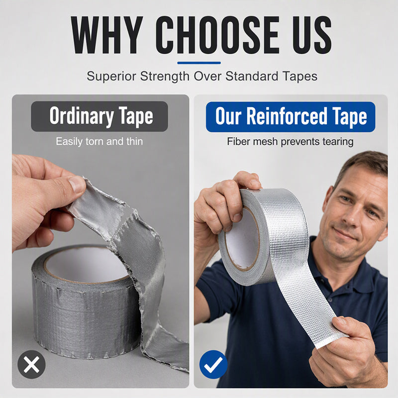 🔥 Reinforced Aluminum Foil Tape – Glass Fiber Mesh with Industrial-Strength Adhesive – Ideal for AC Pipes, Roof Sealing & HVAC Insulation 🔧🛡️