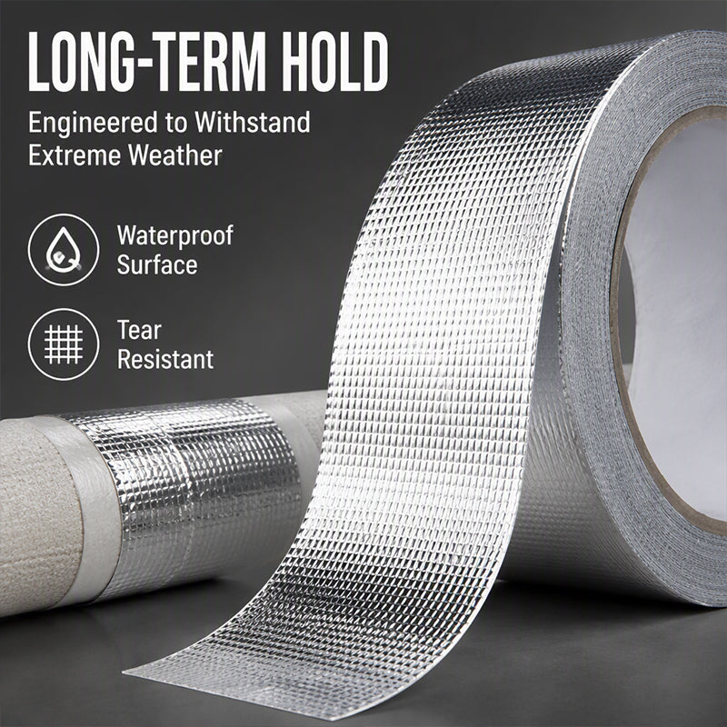 🔥 Reinforced Aluminum Foil Tape – Glass Fiber Mesh with Industrial-Strength Adhesive – Ideal for AC Pipes, Roof Sealing & HVAC Insulation 🔧🛡️