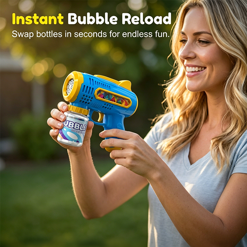 Multi-Hole Light-Up Bubble Gun for Kids