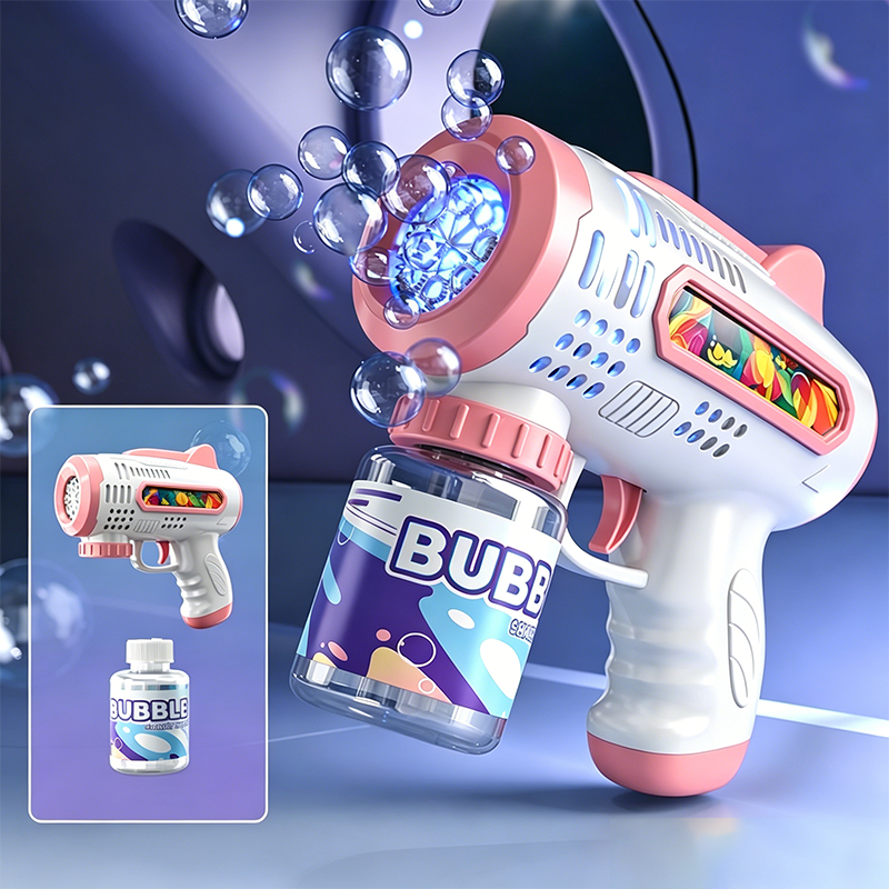 Multi-Hole Light-Up Bubble Gun for Kids