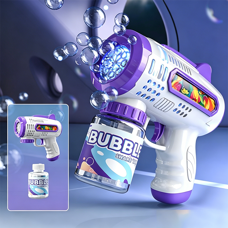 Multi-Hole Light-Up Bubble Gun for Kids