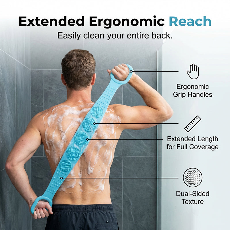 🥳2026 TOP PICK🥳 Silicone Back Scrubber – Dual-Sided Textures for Cleansing & Massage, Flexible Material – Promotes Healthier, Smoother Skin! 🛁💨