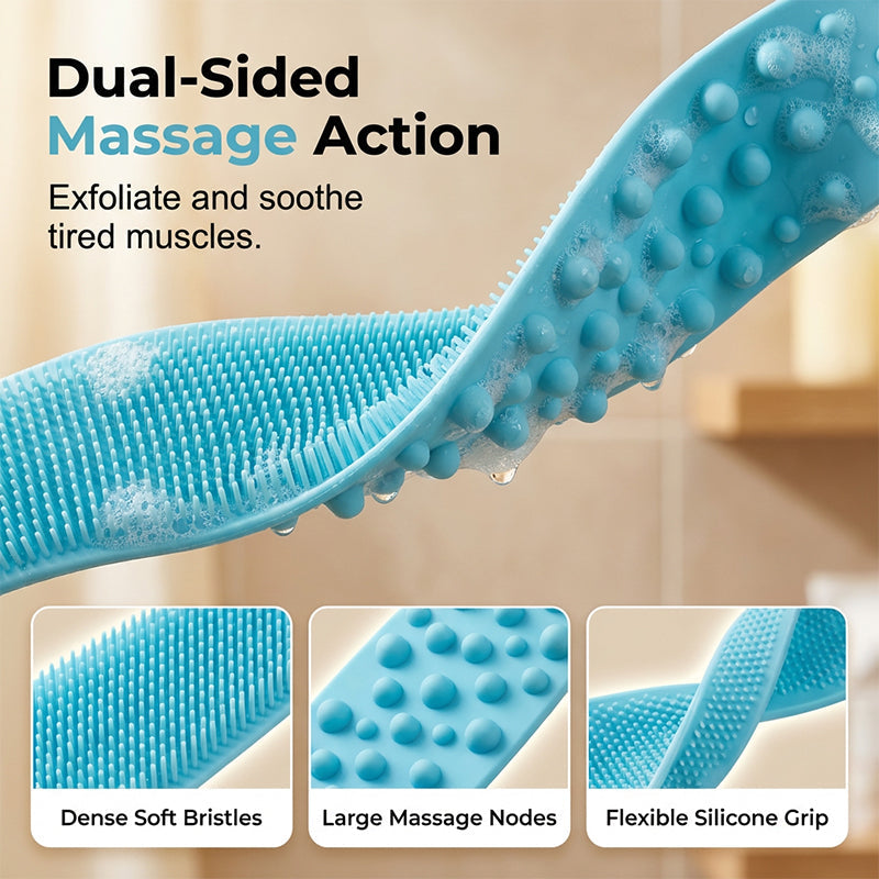 🥳2026 TOP PICK🥳 Silicone Back Scrubber – Dual-Sided Textures for Cleansing & Massage, Flexible Material – Promotes Healthier, Smoother Skin! 🛁💨