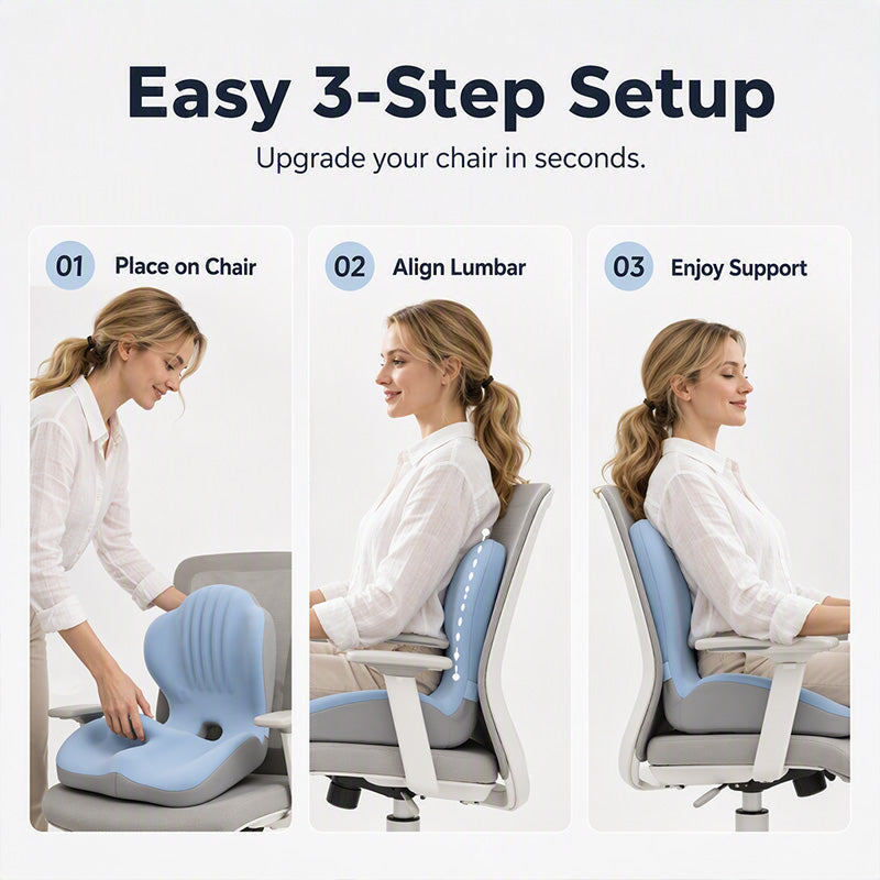 🪑 56% OFF NOW! ✨ Ergonomic memory foam seat cushion with back support – comfortable & supportive for home, office, and car 💺🛡️
