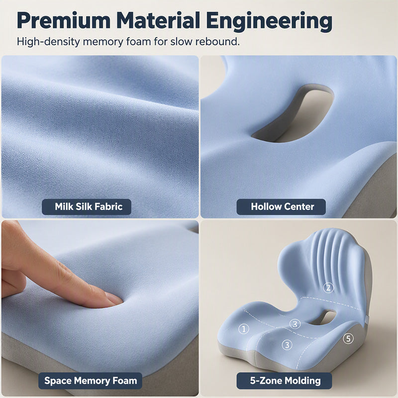 🪑 56% OFF NOW! ✨ Ergonomic memory foam seat cushion with back support – comfortable & supportive for home, office, and car 💺🛡️