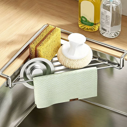 🥳2026 TOP PICK🥳 Sink Corner Drying Rack – Stainless Steel, Fast-Draining Design – Lifts Sponges Off Counter, Reduces Soggy Buildup! 🧽💨