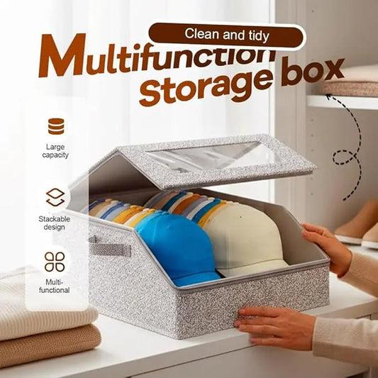 🥳2026 TOP PICK🥳 Hat Storage Box with Clear Window – Stackable, Holds 24 Caps, Dust-Proof – Reinforced Construction Supports 20 lbs! 👒💪