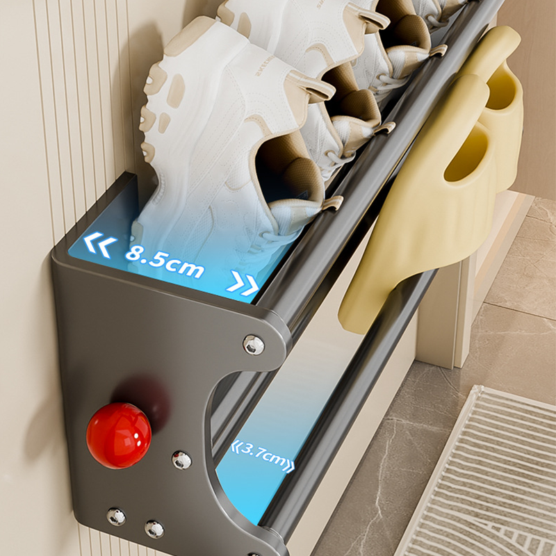 🥳2026 TOP PICK🥳 No-Drill Shoe Rack – Magnetic Mount, Extendable Design, Carbon Steel Build – Quick-Drain Bars, Odor-Free Storage! 🛡️💨