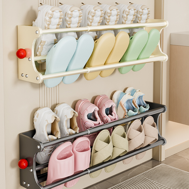 🥳2026 TOP PICK🥳 No-Drill Shoe Rack – Magnetic Mount, Extendable Design, Carbon Steel Build – Quick-Drain Bars, Odor-Free Storage! 🛡️💨