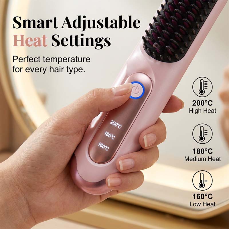 💇MORNING FRIZZ RUINING YOUR DAY?💇 Cordless Straightening Comb – Negative Ions Tame Static, 3 Heat Settings – Travel-Friendly Design! 🛡️