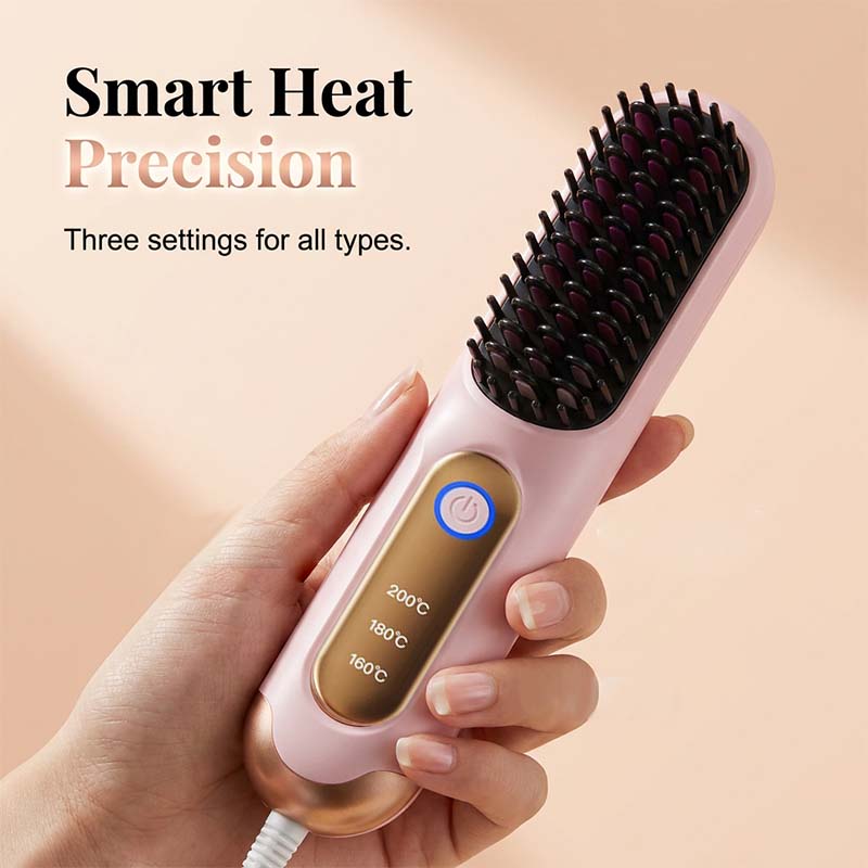 💇MORNING FRIZZ RUINING YOUR DAY?💇 Cordless Straightening Comb – Negative Ions Tame Static, 3 Heat Settings – Travel-Friendly Design! 🛡️