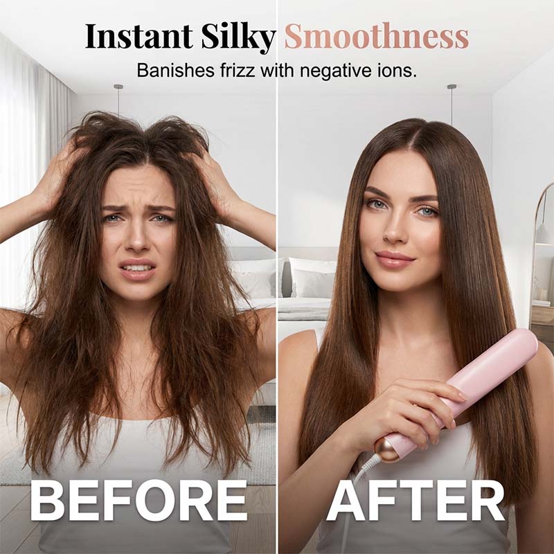 💇MORNING FRIZZ RUINING YOUR DAY?💇 Cordless Straightening Comb – Negative Ions Tame Static, 3 Heat Settings – Travel-Friendly Design! 🛡️