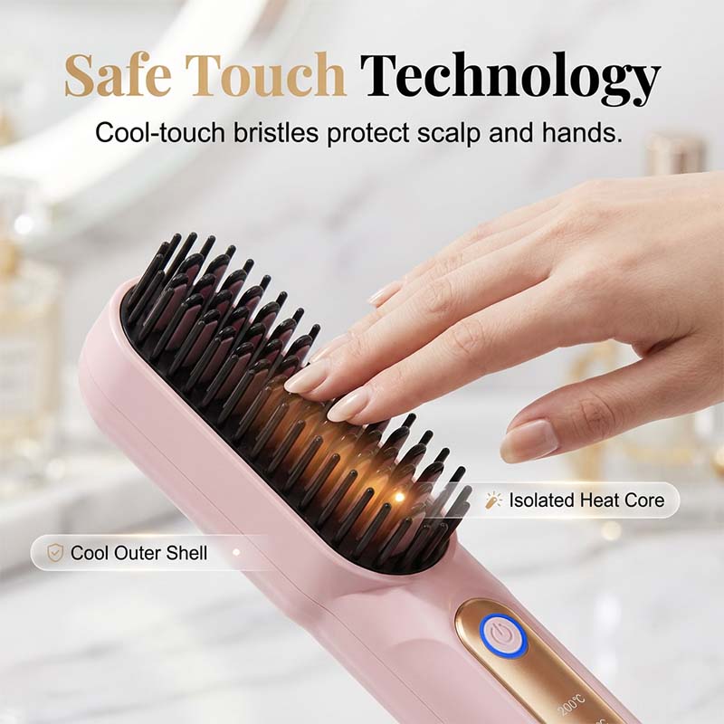💇MORNING FRIZZ RUINING YOUR DAY?💇 Cordless Straightening Comb – Negative Ions Tame Static, 3 Heat Settings – Travel-Friendly Design! 🛡️