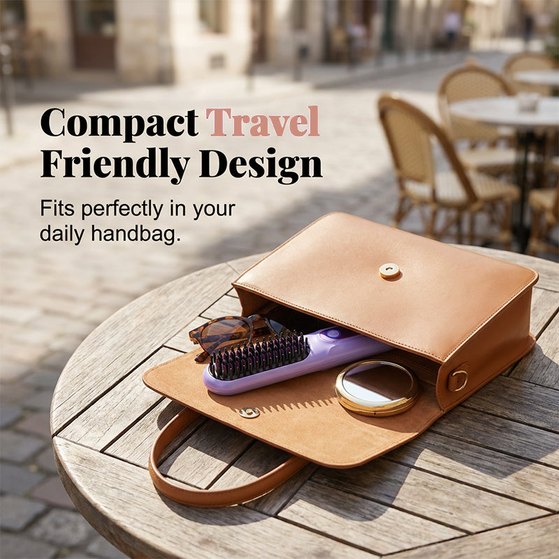 💇MORNING FRIZZ RUINING YOUR DAY?💇 Cordless Straightening Comb – Negative Ions Tame Static, 3 Heat Settings – Travel-Friendly Design! 🛡️