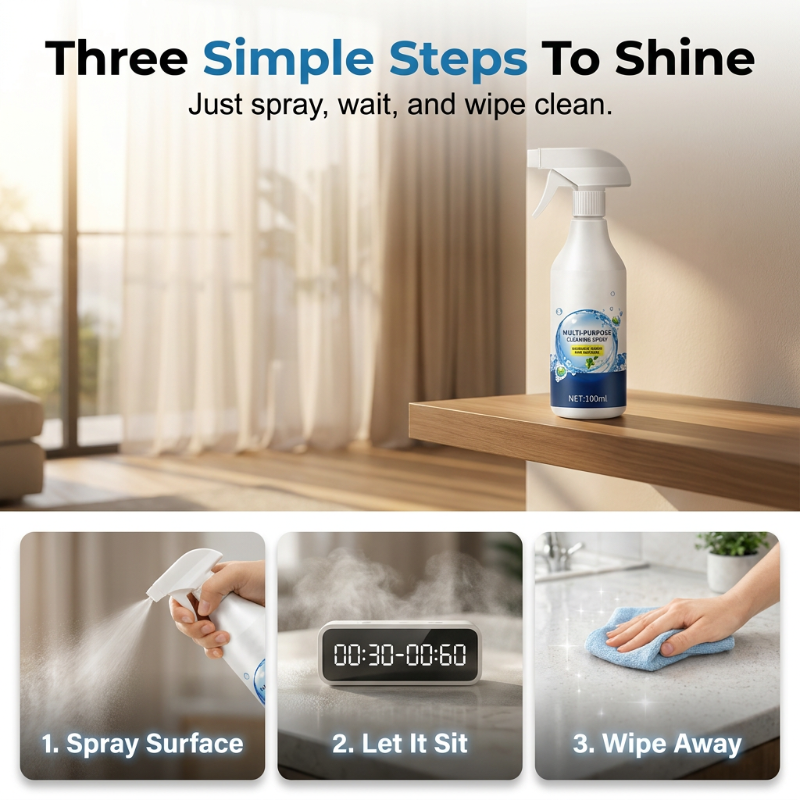 🥳2026 TOP PICK🥳 Multi-Surface Cleaning Spray – Eliminates Odors, Removes Stubborn Grime – Gentle Formula for Daily Use – Includes Towel! 🏠💨