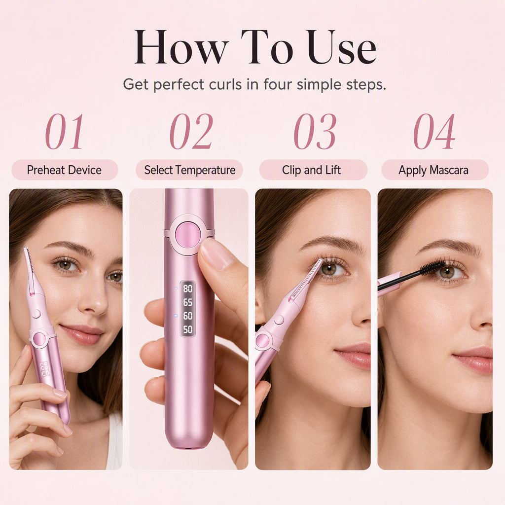🥳2026 TOP PICK🥳 Heated Eyelash Curler – Intelligent Heat Control, 50–80°C, Compact & Portable – USB-C Rechargeable! 💄💨