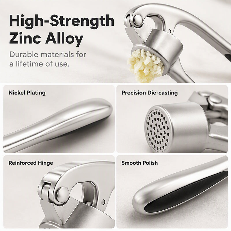 🥳2026 TOP PICK🥳 Garlic Press Set – High-Strength Zinc Alloy, Corrosion-Resistant, Effortless Squeeze – No More Smelly Hands or Waste! 🍳💨