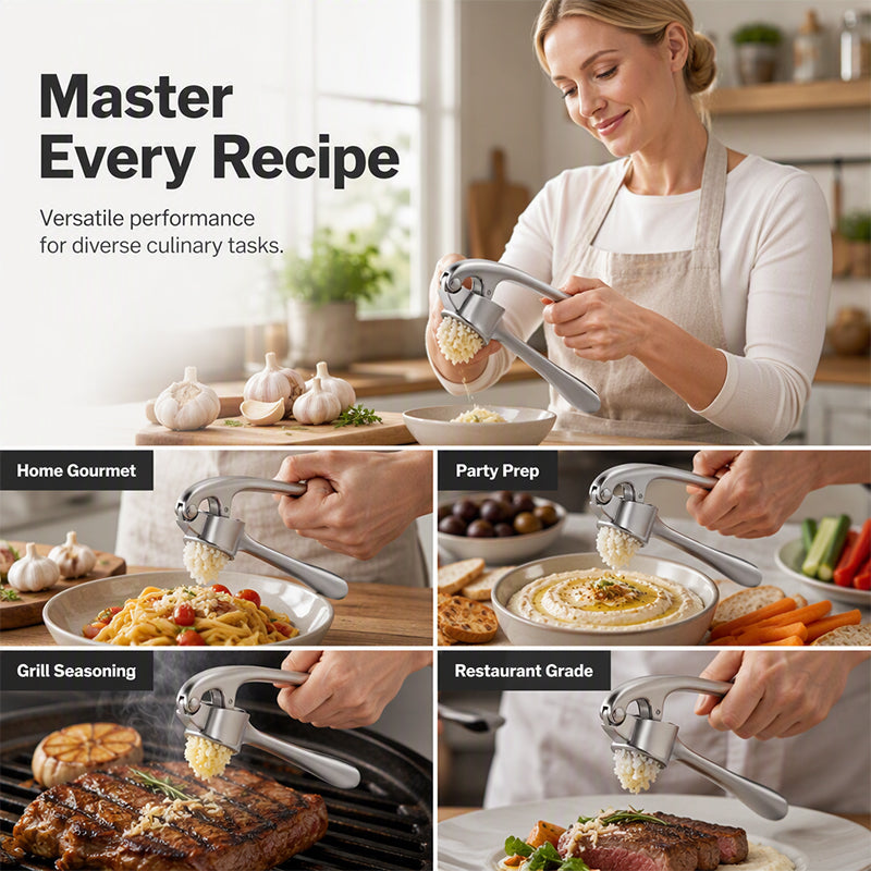 🥳2026 TOP PICK🥳 Garlic Press Set – High-Strength Zinc Alloy, Corrosion-Resistant, Effortless Squeeze – No More Smelly Hands or Waste! 🍳💨
