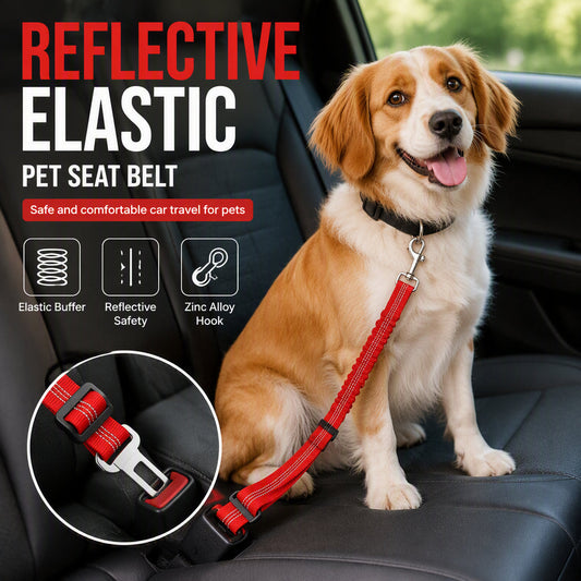 🥳2026 TOP PICK🥳 Reflective Elastic Pet Seat Belt – Heavy-Duty Nylon, 360° Rotating Hook, Anti-Corrosion – Reduces Pet Stress on Long Drives! 🚗💨