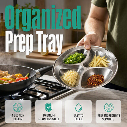 🥳HOT SALE🥳💞50K+ SOLD! Prep Plate – From £8.99! 4 compartments, stainless steel & easy clean. Cook faster – grab yours! ✅