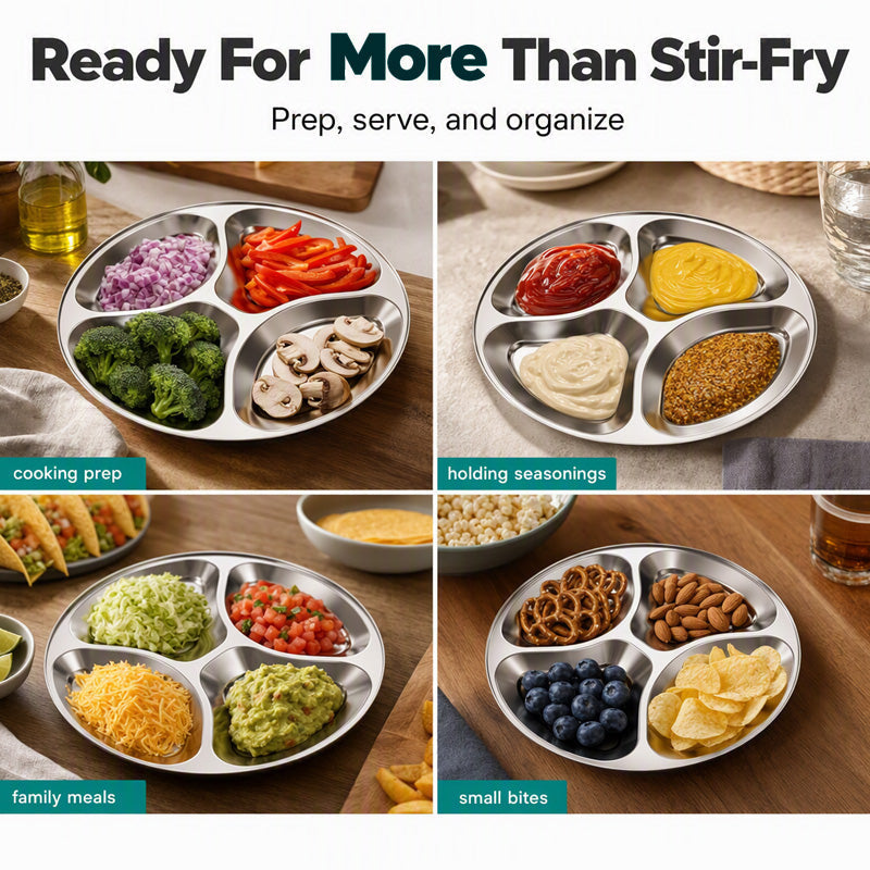 🥳HOT SALE🥳💞50K+ SOLD! Prep Plate – From £8.99! 4 compartments, stainless steel & easy clean. Cook faster – grab yours! ✅