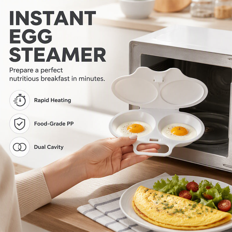 ⏰50% OFF⏰ Microwave Egg Poacher – Dual-Cavity Steamer, Rapid Heating, Non-Stick PP – Ideal for Home, Office & Travel! 🔥
