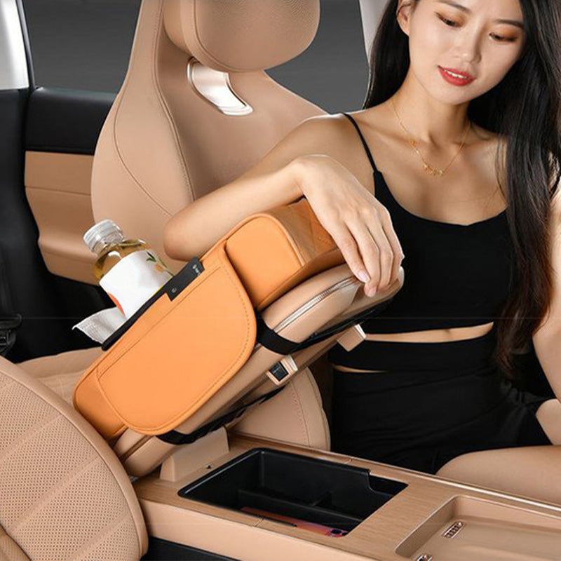 🔥FLASH SALE🔥 Multifunctional Car Armrest Cushion – Storage Drawer, Cup Holder & Phone Slot – Ergonomic Support, Velcro No-Drill Install! 🚗✨