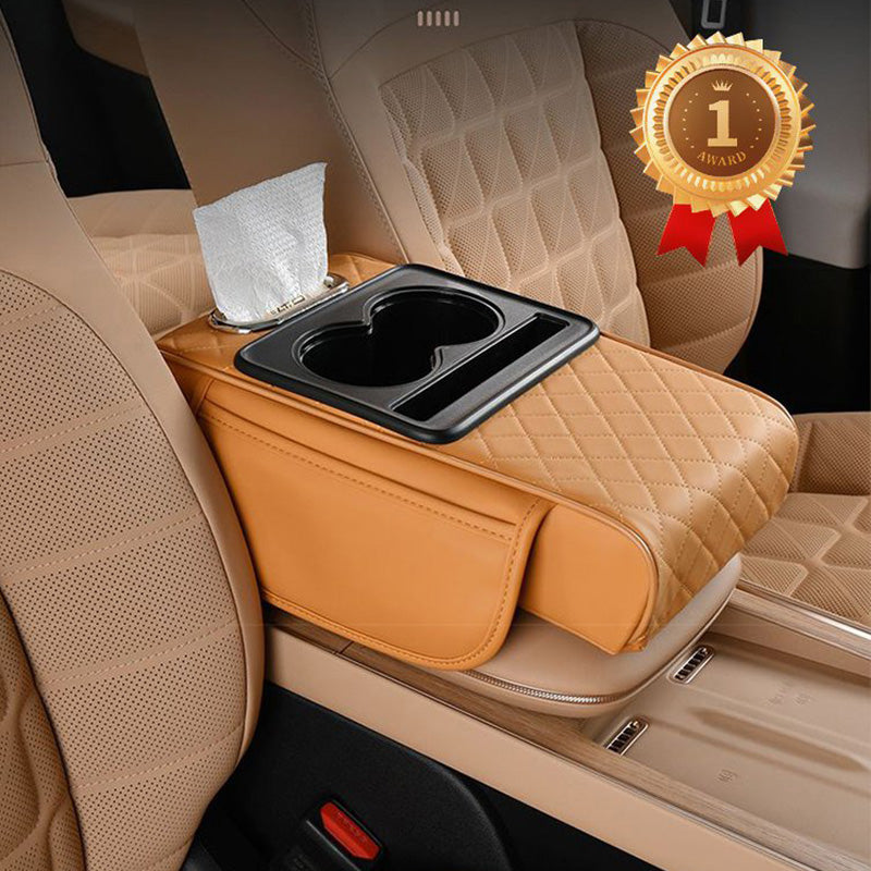 🔥FLASH SALE🔥 Multifunctional Car Armrest Cushion – Storage Drawer, Cup Holder & Phone Slot – Ergonomic Support, Velcro No-Drill Install! 🚗✨