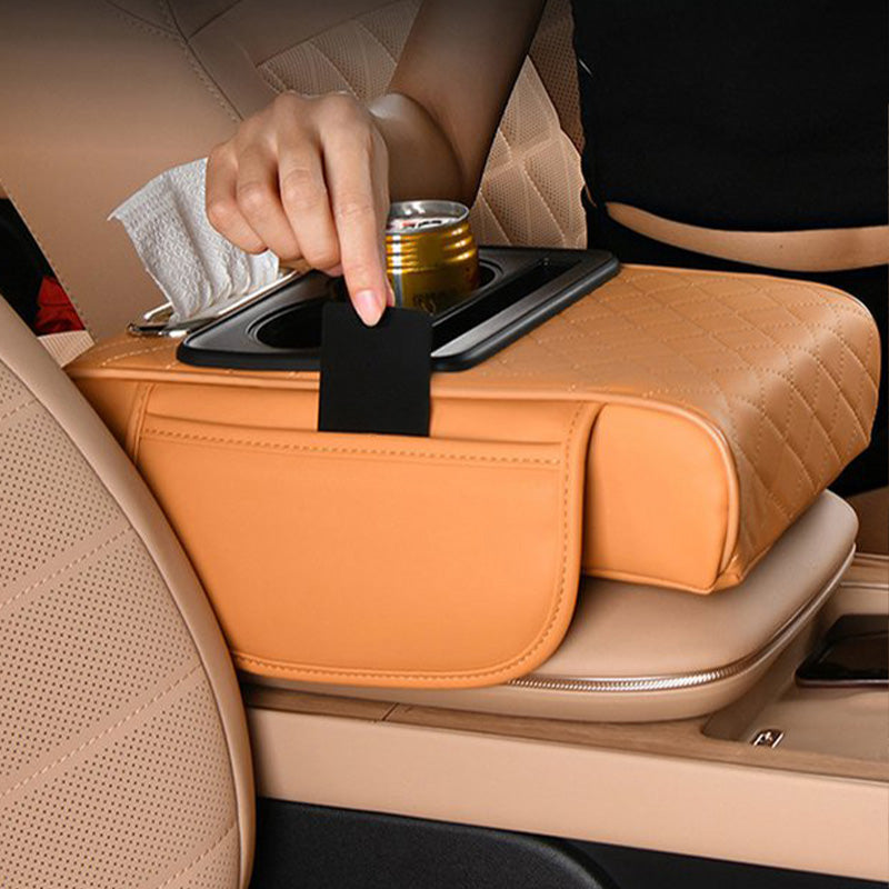🔥FLASH SALE🔥 Multifunctional Car Armrest Cushion – Storage Drawer, Cup Holder & Phone Slot – Ergonomic Support, Velcro No-Drill Install! 🚗✨