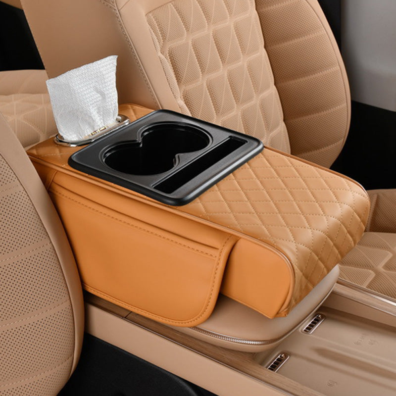 🔥FLASH SALE🔥 Multifunctional Car Armrest Cushion – Storage Drawer, Cup Holder & Phone Slot – Ergonomic Support, Velcro No-Drill Install! 🚗✨