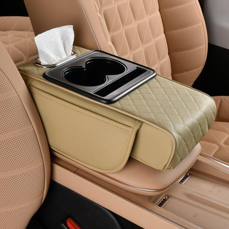 🔥FLASH SALE🔥 Multifunctional Car Armrest Cushion – Storage Drawer, Cup Holder & Phone Slot – Ergonomic Support, Velcro No-Drill Install! 🚗✨