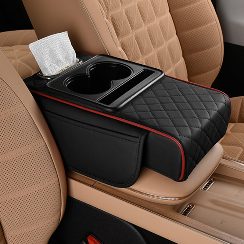 🔥FLASH SALE🔥 Multifunctional Car Armrest Cushion – Storage Drawer, Cup Holder & Phone Slot – Ergonomic Support, Velcro No-Drill Install! 🚗✨