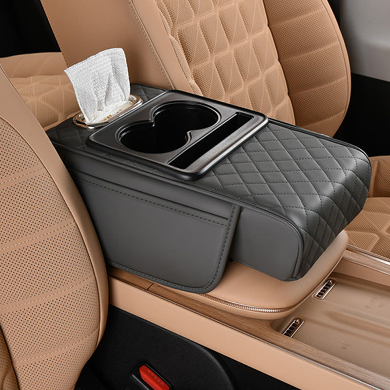 🔥FLASH SALE🔥 Multifunctional Car Armrest Cushion – Storage Drawer, Cup Holder & Phone Slot – Ergonomic Support, Velcro No-Drill Install! 🚗✨