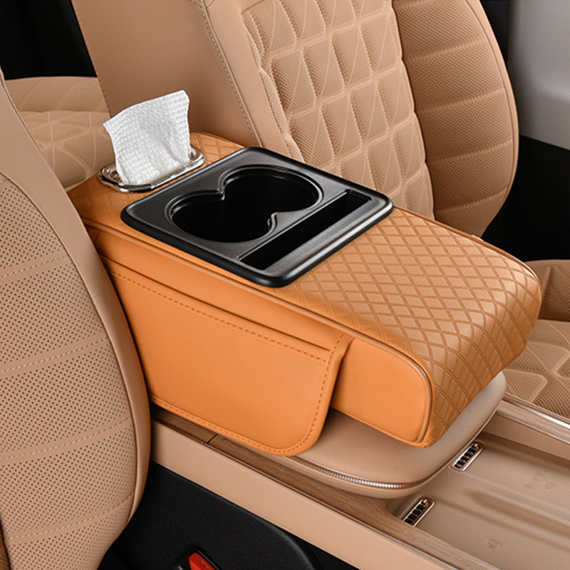 🔥FLASH SALE🔥 Multifunctional Car Armrest Cushion – Storage Drawer, Cup Holder & Phone Slot – Ergonomic Support, Velcro No-Drill Install! 🚗✨