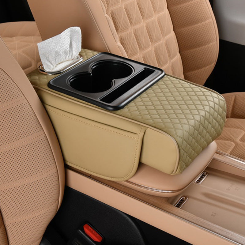 🔥FLASH SALE🔥 Multifunctional Car Armrest Cushion – Storage Drawer, Cup Holder & Phone Slot – Ergonomic Support, Velcro No-Drill Install! 🚗✨