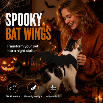 🥳2026 HOT SALE🥳💞50K+ SOLD! 🦇👻 50% OFF! Halloween Pet Bat Wings Costume – Realistic 3D silhouette, ultra‑lightweight design. Dual‑strap system keeps wings in place – perfect for spooky photos & festive fun! 📸✨