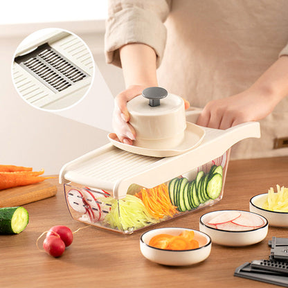 🥳2026 TOP PICK🥳 Vegetable Slicer with 6 Blades – Chop, Shred & Grate, Integrated Washing Function – Wide Hand Protector, BPA-Free! 🛡️💨