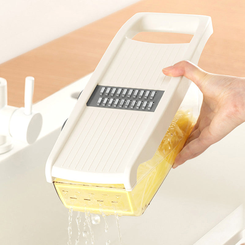 🥳2026 TOP PICK🥳 Vegetable Slicer with 6 Blades – Chop, Shred & Grate, Integrated Washing Function – Wide Hand Protector, BPA-Free! 🛡️💨