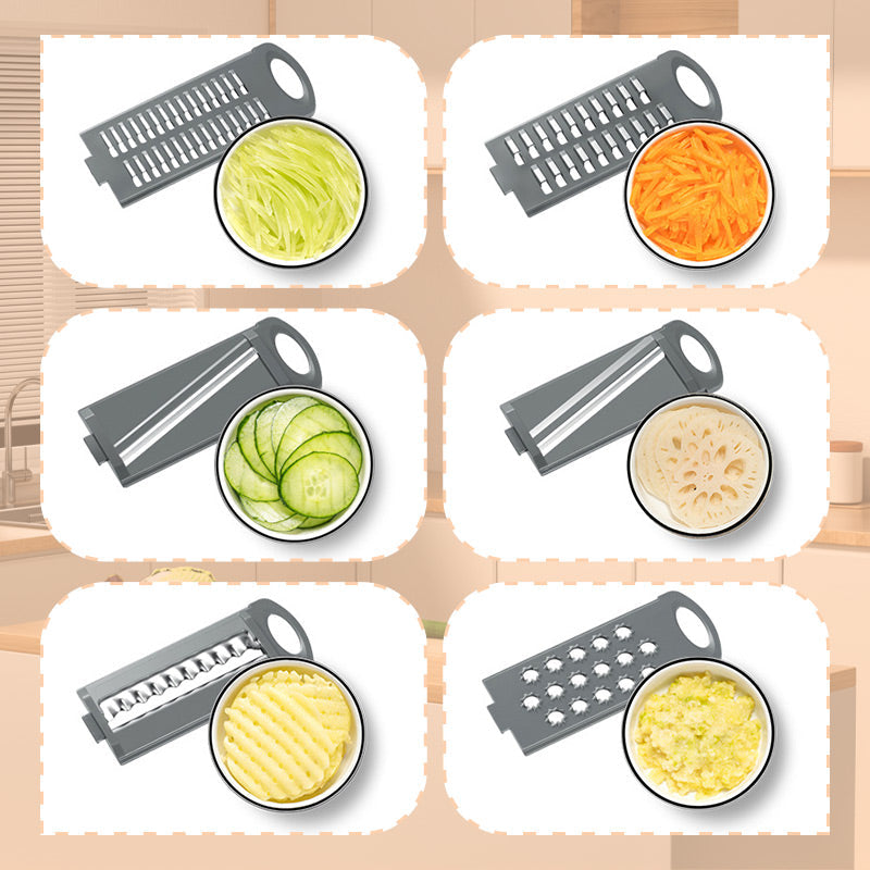 🥳2026 TOP PICK🥳 Vegetable Slicer with 6 Blades – Chop, Shred & Grate, Integrated Washing Function – Wide Hand Protector, BPA-Free! 🛡️💨