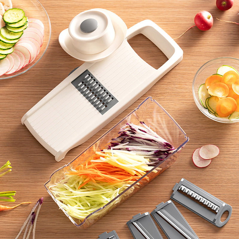 🥳2026 TOP PICK🥳 Vegetable Slicer with 6 Blades – Chop, Shred & Grate, Integrated Washing Function – Wide Hand Protector, BPA-Free! 🛡️💨